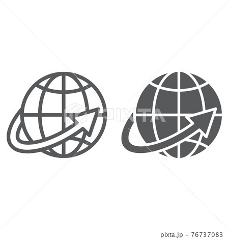 Worldwide shipping line and glyph icon, world and transportation, planet sign, vector graphics, a linear pattern on a white background. 76737083