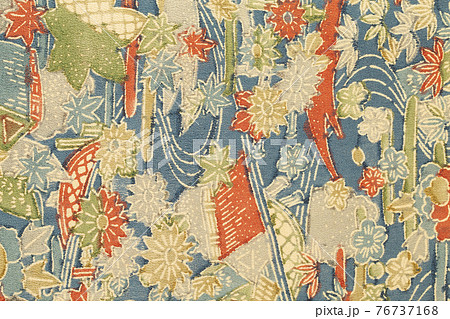 日本の和柄の正絹布生地 日本の和柄の正絹布生地 76737168
