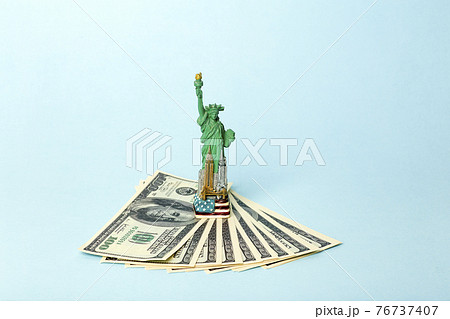 USA dollars background. American rescue plan, USA relief program, stimulus check and Act of 2021 concept. Money, business, profit and livelihood idea 76737407