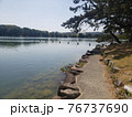 都会のオアシス。初夏の日差しが水面を彩る都心の公園。 76737690