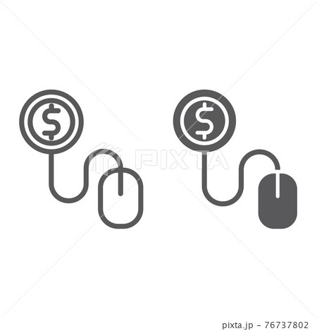 Pay per click line and glyph icon, internet and marketing, mouse and dollar sign, vector graphics, a linear pattern on a white background. Pay per click line and glyph icon, internet and marketing, mouse and dollar sign, vector graphics, a linear pattern on a white background. 76737802