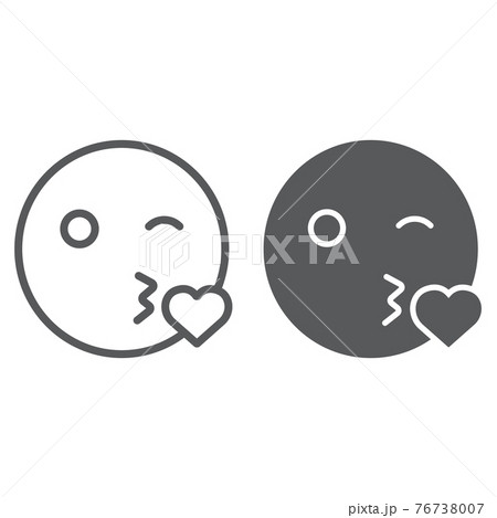 Kiss smile line and glyph icon, emoticon and expression, love emoji sign, vector graphics, a linear pattern on a white background. 76738007