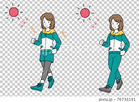 Illustration of a woman increasing serotonin by walking Illustration of a woman increasing serotonin by walking 76738191