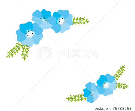 青い花のベクターイラスト ネモフィラ 背景 フレーム のイラスト素材