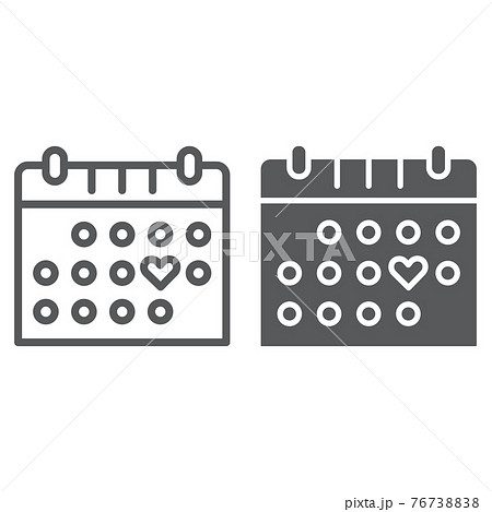 Love calendar line and glyph icon, romance and love, valentine date sign, vector graphics, a linear pattern on a white background. 76738838