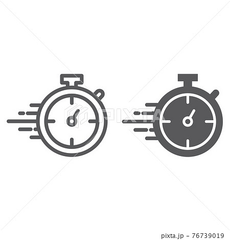 Stopwatch line and glyph icon, watch and countdown, timer sign, vector graphics, a linear pattern on a white background. 76739019