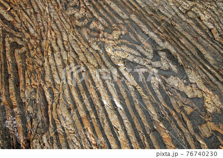 地学教材 12月 褶曲構造 足尾山地のチャート層の例 の写真素材