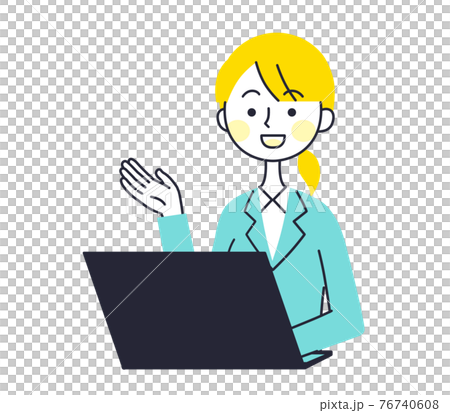 Business woman personal computer illustration material to guide Business woman personal computer illustration material to guide 76740608