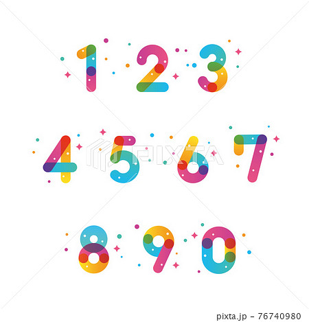 カラフルな数字のロゴセット 76740980