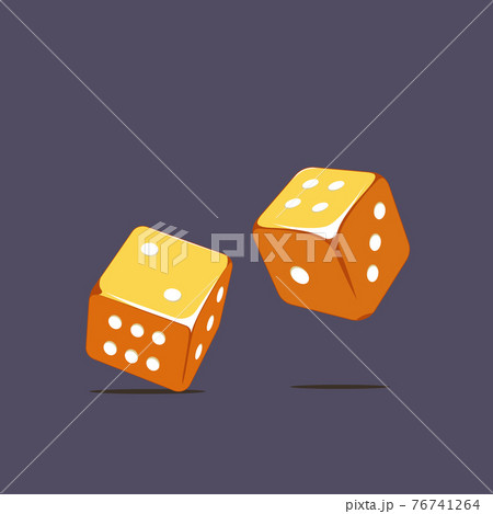Illustration of golden dices denotes the sum of the number six 76741264