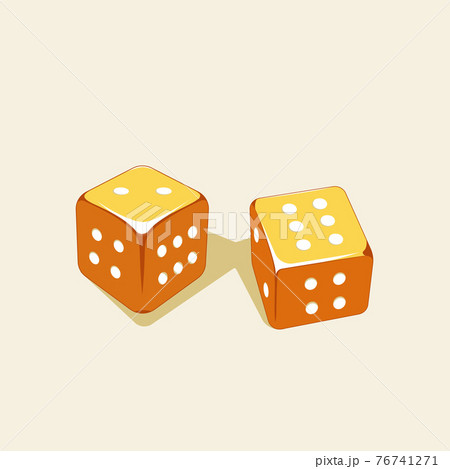 Illustration of golden dices shows the sum of the number eight 76741271
