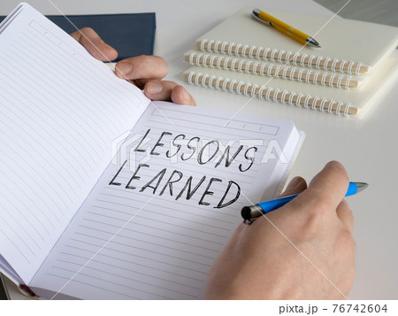 Lessons learned concept. The man made a diary entry. 76742604