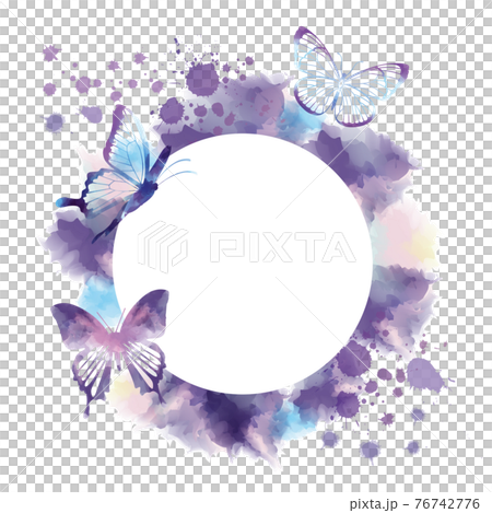 蝶のシルエットと抽象フレーム 76742776