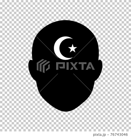 伊斯蘭信仰的圖像說明（伊斯蘭符號和麵部輪廓） 76743046