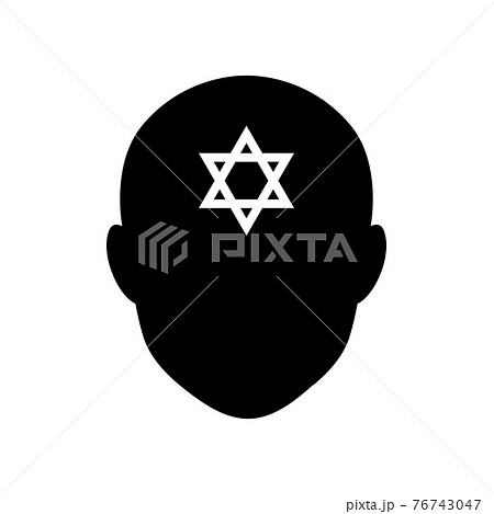 ユダヤ教信仰のイメージイラスト ユダヤ教のシンボルと顔のシルエット のイラスト素材