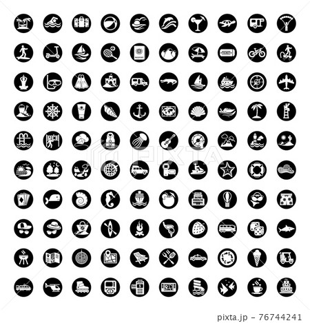 100 icons. Travel symbols and Tourism signs vector illustration 100 icons. Travel symbols and Tourism signs vector illustration 76744241