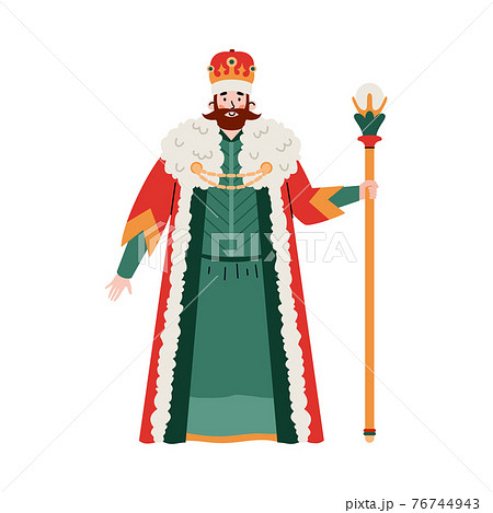 Medieval ancient european king male character flat vector illustration isolated. 76744943