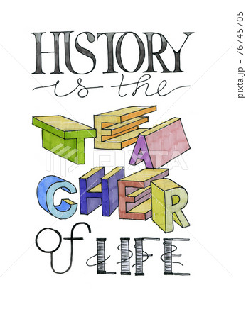 Colored hand-drawn lettering  encased in rectangle shape 76745705