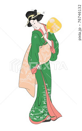 歌麿の新夏の宵うちわ 76746132