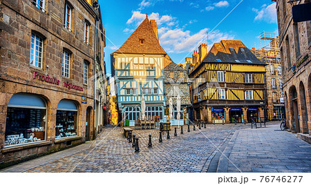 Historical Old town of Dinan, Brittany, France 76746277
