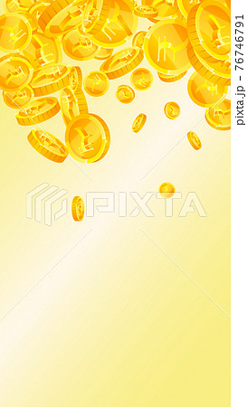 Indian rupee coins falling. Powerful scattered INR coins. India money. Impressive jackpot, wealth or success concept. Vector illustration. 76746791