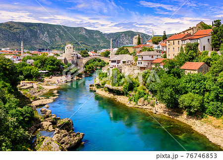 Historical Mostar Old town, Bosnia and Herzegovina 76746853
