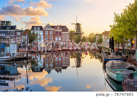 Leiden Old town cityscape, South Holland, Netherlands 76747905