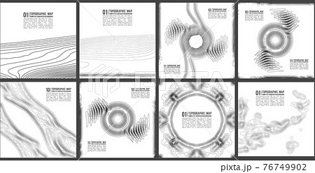 Elevation graphic contour height lines. Topographic pattern texture. Map on land vector terrain. Elevation graphic contour height lines. Vector Set. 76749902