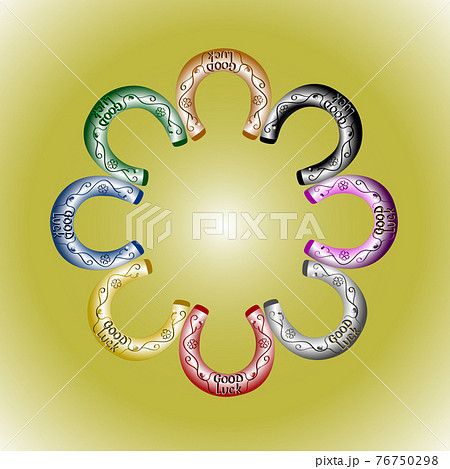 Frame from multicolored horseshoes 76750298