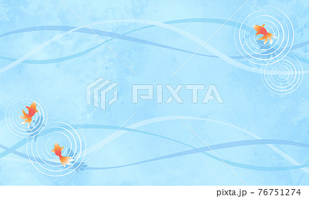 夏の水彩風の金魚が泳いでいるベクターイラスト背景(フレーム) 夏の水彩風の金魚が泳いでいるベクターイラスト背景(フレーム) 76751274