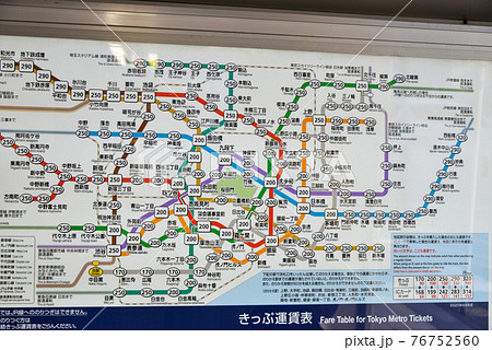 東京メトロ日比谷線中目黒駅のきっぷ運賃表 東京メトロ日比谷線中目黒駅のきっぷ運賃表 76752560