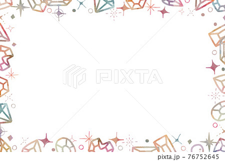 かわいい手描きのキラキラ宝石フレームのイラスト素材