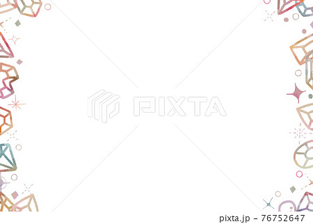 かわいい手描きの宝石フレームのイラスト素材