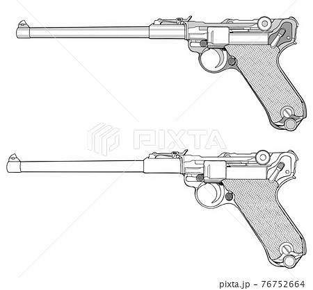 銃 Gun イラスト 08 ドイツ サイド ロングバレルのイラスト素材