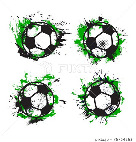 Soccer or football sport balls, grunge banners 76754263