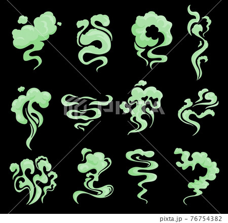 Cartoon green bad smell, smoke or toxic clouds 76754382