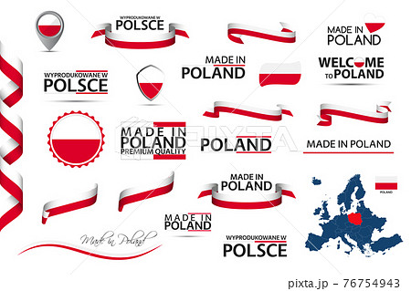 Big vector set of Polish ribbons, symbols, icons and flags 76754943