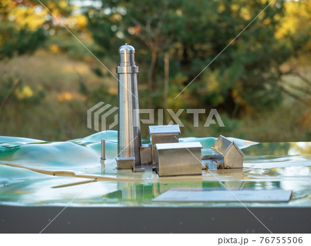 Stainless steel model of old lighthouse. The Darsser Ort park Stainless steel model of old lighthouse. The Darsser Ort park 76755506