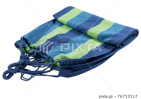 hammock, half folded, lounger on white background, diagonal arrangement hammock, half folded, lounger on white background, diagonal arrangement 76755517