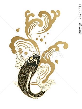 和柄 昇鯉図 和柄の鯉 のイラスト素材