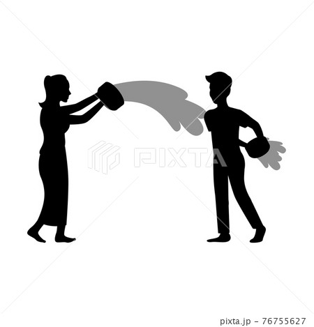 black silhouette design of man and woman playing water in songkran festival black silhouette design of man and woman playing water in songkran festival 76755627