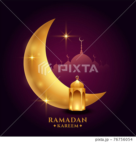 ramadan kareem background with golden moon and lantern 76756054