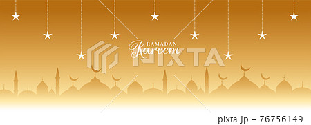 ramadan kareem golden banner with stars and mosque 76756149
