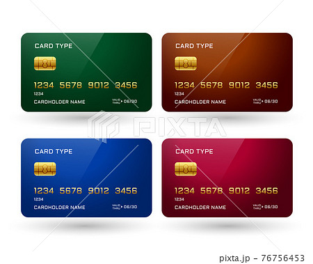 four credit cards mockup in different colors four credit cards mockup in different colors 76756453