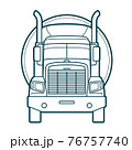 Tank truck front view, petrol transport truck outline icon, fuel cistern trailer, vector 76757740