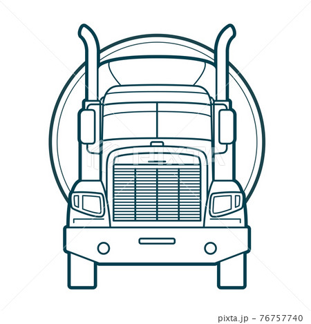 Tank truck front view, petrol transport truck outline icon, fuel cistern trailer, vector Tank truck front view, petrol transport truck outline icon, fuel cistern trailer, vector 76757740