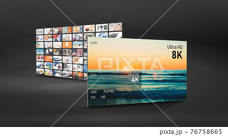 8K resolutions compare. TV multimedia concept 8K resolutions compare. TV multimedia concept 76758665