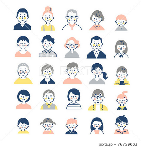 さまざまな年代の人物の顔　セット 76759003