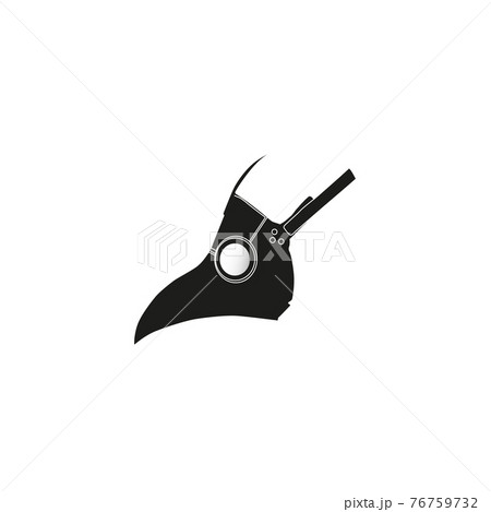 Silhouette of scary crow mask on white background. The Plague Outbreak. 76759732