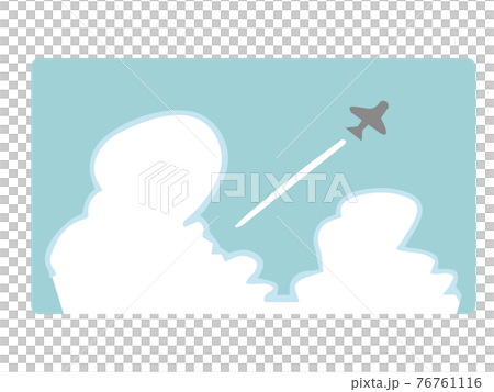入道雲と飛行機雲のイラスト素材